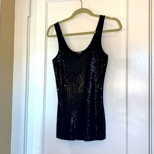 Express Sexy Basic Black Sequin Front Tank Med